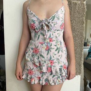 Pink Floral Quiet Storm Spaghetti Strap Dress